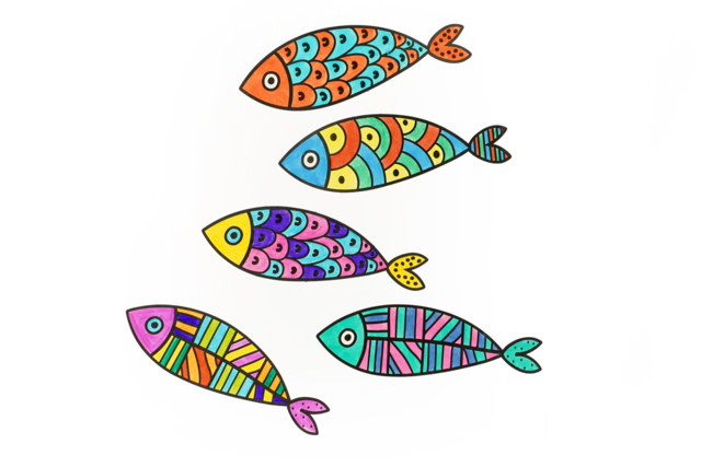 Coloring Fish - 30 Pieces - 4 - Easter Decor Supports - 10doigts.com - Supports de Pâques à décorer - 10doigts.fr