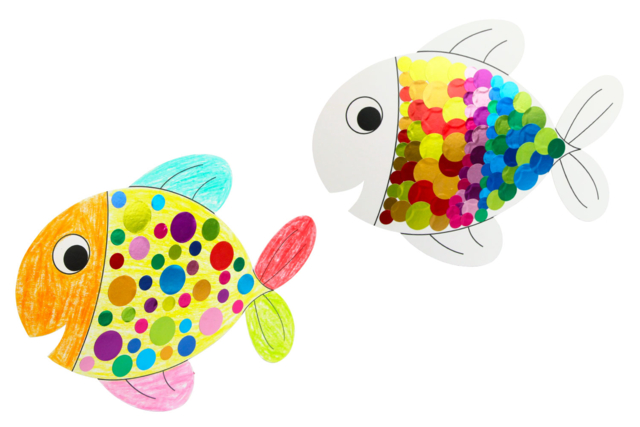 peces en gomets - Kits créatifs avec gommettes : le plein d’idées pour les petits artistes - 10doigts.fr