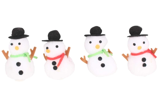 Little Snowman Pom Poms - 4 Pieces - 1 - Small Christmas Decorations - 10doigts.com - Petites décorations de Noël - 10doigts.fr