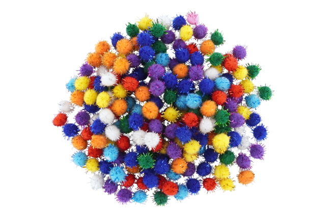 Mini Glitter Pom Poms - 200 Pieces - 1 - Craft Pom Poms - 10doigts.com - Pompons pour bricolage créatif - 10doigts.fr