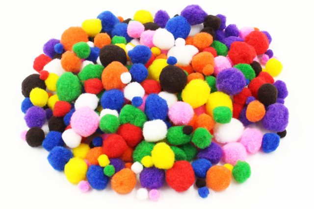 Brightly Colored Pom Poms in Assorted Sizes - 1 - Craft Pom Poms - 10doigts.com - Pompons pour bricolage créatif - 10doigts.fr