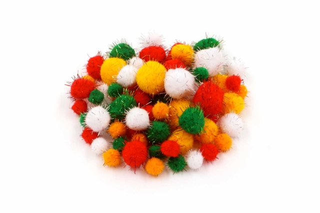 Glittering Metallic Pom Poms - 72 Pieces - 1 - Craft Pom Poms - 10doigts.com - Pompons pour bricolage créatif - 10doigts.fr