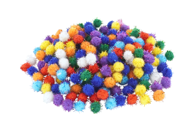 Mini Glitter Pom Poms - 200 Pieces - 2 - Craft Pom Poms - 10doigts.com - Pompons pour bricolage créatif - 10doigts.fr