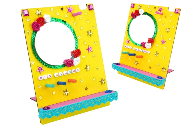 Wooden Jewelry Holder with Mirror - 3 - Jewelry Boxes and Holders - 10doigts.com - Boîtes et supports à bijoux : l'écrin de vos créations - 10doigts.fr