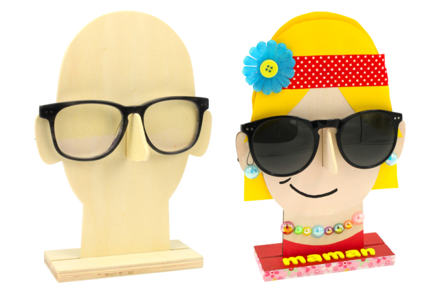 Wooden Face Glasses Holder - 6 pcs - 1 - DIY Gifts for Father's Day – For Dad's Office - 10doigts.com - Cadeaux pour le bureau de papa : personnalisez son espace de travail - 10doigts.fr