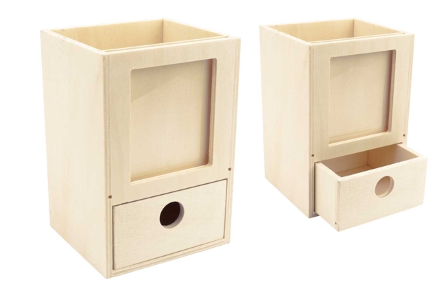 Wooden Pencil Holder with Frame and Drawer - 3 - Pencil Pots, Cache-Pots - 10doigts.com - Pots à crayons, cache-pots - 10doigts.fr