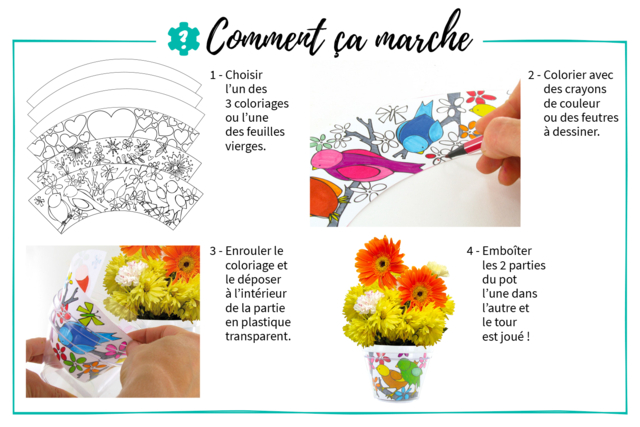 Coloring Flower Pot - 4 - Animal and Nature Kits - 10doigts.com - Kits animaux et nature : créez votre propre univers sauvage - 10doigts.fr