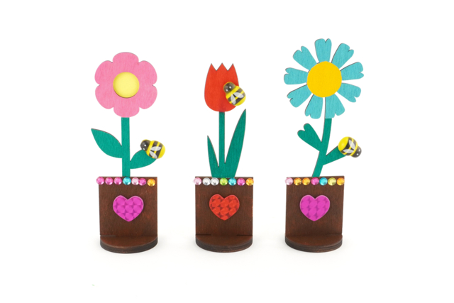 Wooden Flowers and Pots Decoration - 6 Pieces - 4 - Home Decor - 10doigts.com - Home Déco - 10doigts.fr