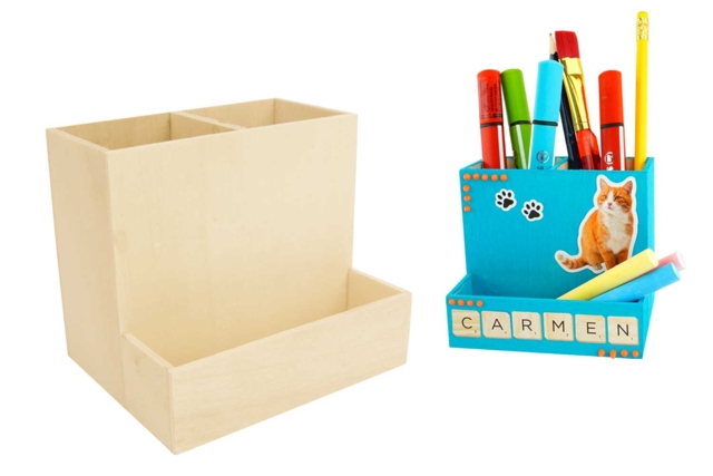 Pencil Holder, 3 Compartments - 1 - Pencil Pots, Cache-Pots - 10doigts.com - Pots à crayons, cache-pots - 10doigts.fr