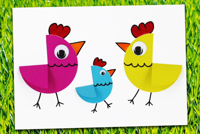 Pollos de Pascua en papel (manualidad fácil) - Ramettes de papiers - 10doigts.fr