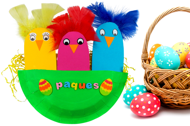 Easter chicks in their nest - Raphia et fibres naturelles pour vos créations - 10doigts.fr