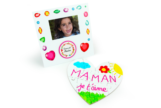 White Cardboard Heart Puzzles + Envelopes - 6 Cards - 4 - Coloring Puzzles - 10doigts.com - Puzzles à colorier - 10doigts.fr