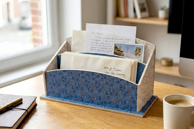 Wooden Mail Organizer, 2 Compartments - 2 - Wooden Office Items - 10doigts.com - Objets en bois à décorer pour le bureau - 10doigts.fr