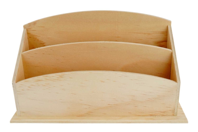 Wooden Mail Organizer, 2 Compartments - 3 - Wooden Office Items - 10doigts.com - Objets en bois à décorer pour le bureau - 10doigts.fr