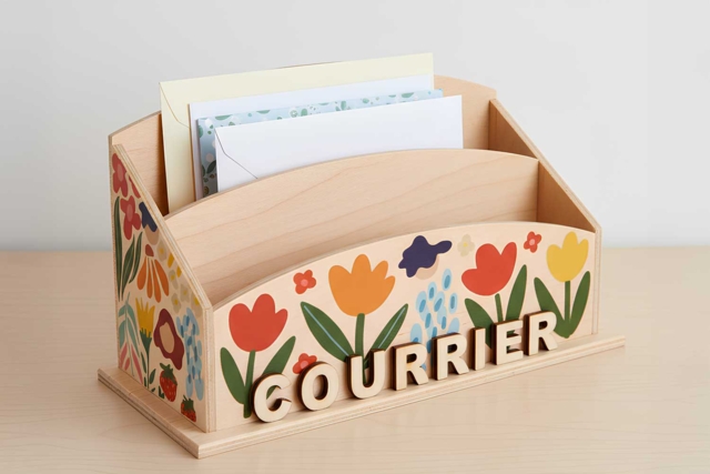 Wooden Mail Organizer, 2 Compartments - 2 - Wooden Office Items - 10doigts.com - Objets en bois à décorer pour le bureau - 10doigts.fr