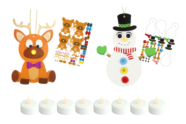 renne et bonhomme neige lumineux - Guirlandes et suspensions de Noël - 10doigts.fr