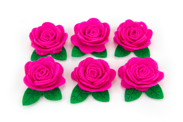 Felt Roses - 6 Pieces - 1 - Decorative Flowers and Leaves - 10doigts.com - Décorations fleurs et feuilles : ajoutez une touche de nature à toutes vos créations - 10doigts.fr