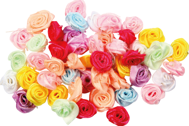 Satin Roses - 50 Pieces - 1 - Flower and Heart Embellishments - 10doigts.com - Embellissements fleurs et coeurs - 10doigts.fr