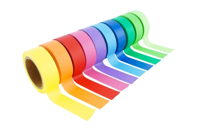 Rollos de masking tape arcoíris - 10 colores - Adhésifs colorés et Masking tape - 10doigts.fr