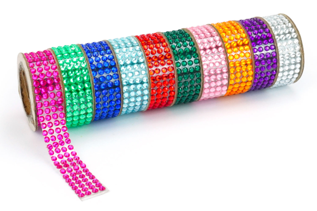 Adhesive Rhinestone Strips, 10 Colors - 50 x 1.4 cm - 1 - Sticker rhinestones - 10doigts.com - Strass autocollants - 10doigts.fr