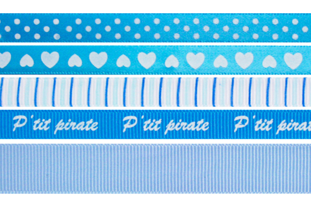 Blue Tonal Ribbons - 5 Pieces - 1 - Ribbons and Bows - 10doigts.com - Nœuds et rubans pour toutes vos créations - 10doigts.fr
