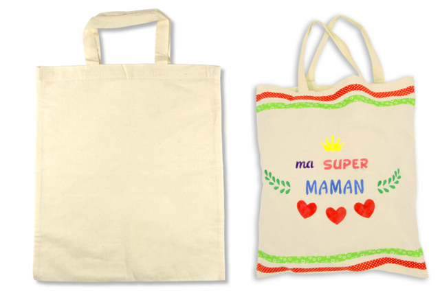 Cotton Shopping Bag - 42 x 37 cm - 5 - Cotton, Linen - Textiles - 10doigts.com - Coton, lin - Textiles - 10doigts.fr