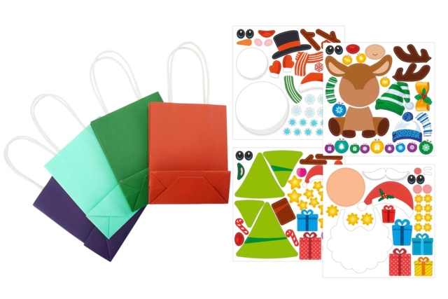 Christmas Gift Bag Kit + Stickers - 4 Pieces - 2 - Gift Wrap and Bags - 10doigts.com - Papiers cadeaux et sacs à décorer - 10doigts.fr