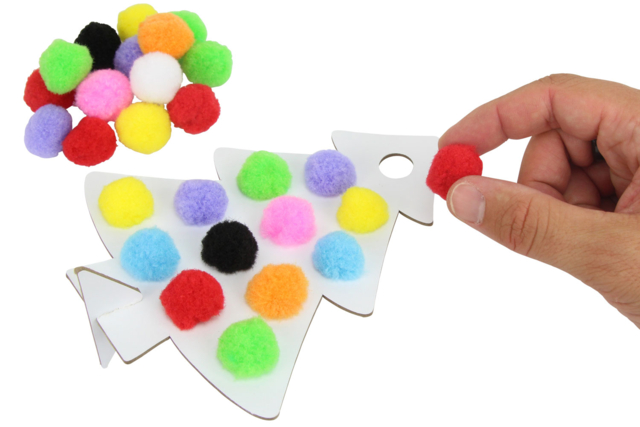 Pompom Trees - 6 Pieces - 2 - Christmas Creative Kits for Children - 10doigts.com - Kits créatifs de Noël pour les enfants - 10doigts.fr