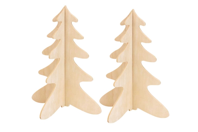 3D Wooden Christmas Trees - 2 Pieces - 3 - Christmas Wooden Objects - 10doigts.com - Décorations de Noël en bois - 10doigts.fr