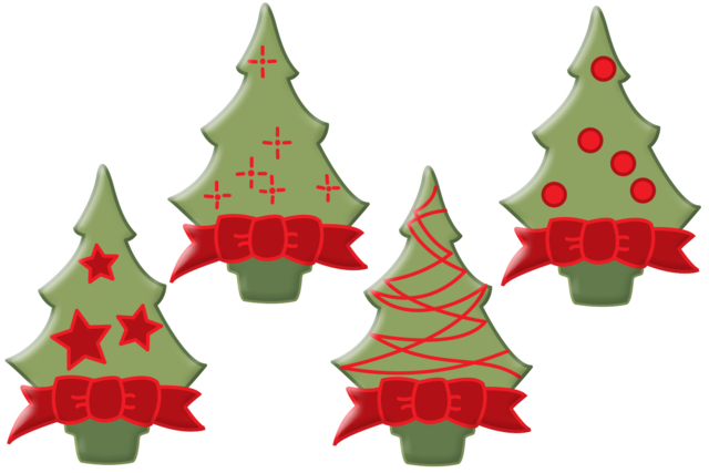 Decorated Wooden Christmas Trees - 8 Pieces - 1 - Painted Wooden Decor - 10doigts.com - Déco en bois peint - 10doigts.fr