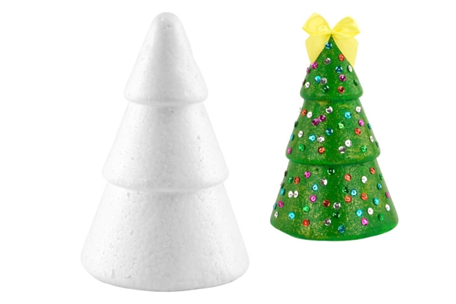 20 cm Styrofoam Christmas Tree - 1 - Party Shapes - Styrofoam - 10doigts.com - Formes de fêtes - Polystyrène - 10doigts.fr