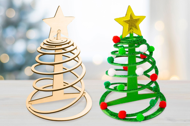 Spiral Wooden Christmas Trees - 6 Pieces - 3 - Christmas Wooden Objects - 10doigts.com - Décorations de Noël en bois - 10doigts.fr
