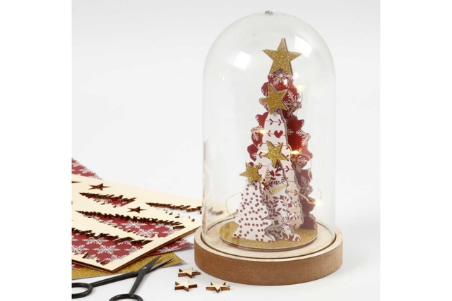 Clear dome with Wooden Base - 18 cm - 3 - Christmas Wooden Objects - 10doigts.com - Décorations de Noël en bois - 10doigts.fr