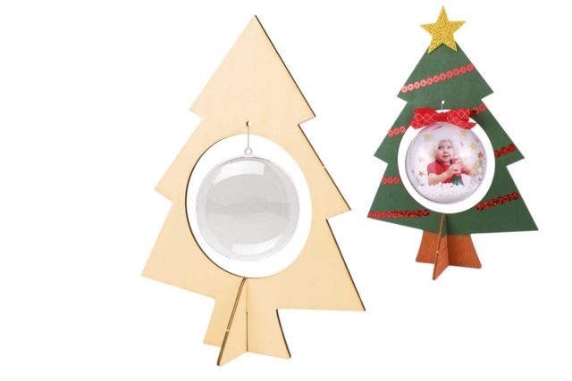 Pinos de madera y su bola - 10 pinos para montar - Décorations de Noël en bois - 10doigts.fr