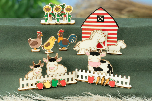 escena madera la granja - Jeux et Jouets en bois à décorer - 10doigts.fr