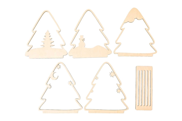 3D Christmas Scene Tree Assembly - 4 - Christmas Wooden Objects - 10doigts.com - Décorations de Noël en bois - 10doigts.fr