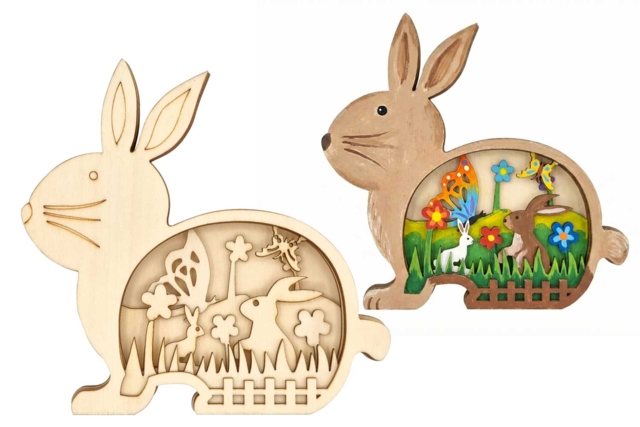 Escena de Pascua en madera para superponer - Supports de Pâques à décorer - 10doigts.fr