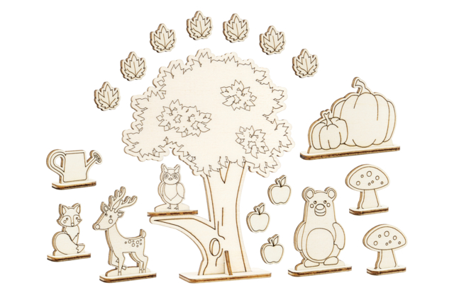 Wooden Scene to Assemble - Autumn Forest - 1 - Wooden Games and Toys - 10doigts.com - Jeux et Jouets en bois à décorer - 10doigts.fr