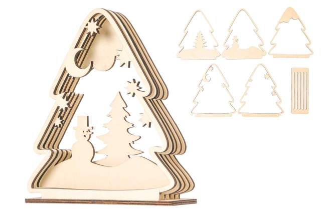 3D Christmas Scene Tree Assembly - 1 - Christmas Wooden Objects - 10doigts.com - Décorations de Noël en bois - 10doigts.fr