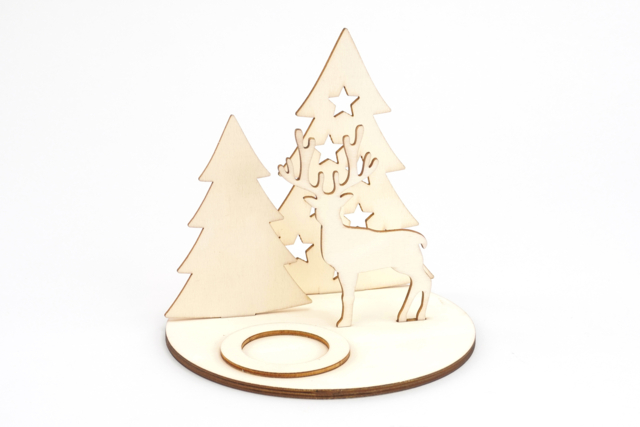 escena reno candelabro de navidad - Bougeoirs en bois - 10doigts.fr