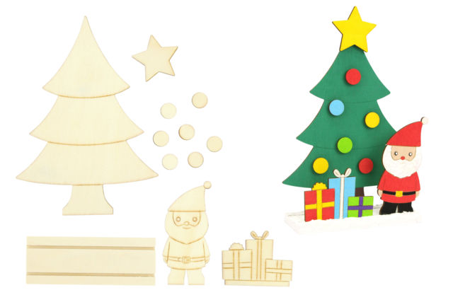 Wooden Christmas Scenes to Assemble - 6 Pieces - 2 - Christmas Wooden Objects - 10doigts.com - Décorations de Noël en bois - 10doigts.fr