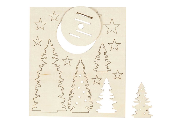 Wooden Forest Scene - Pine Trees to Assemble - 1 - Raw Wood Decor - 10doigts.com - Décorations en bois brut : tranches et bois naturel déco - 10doigts.fr