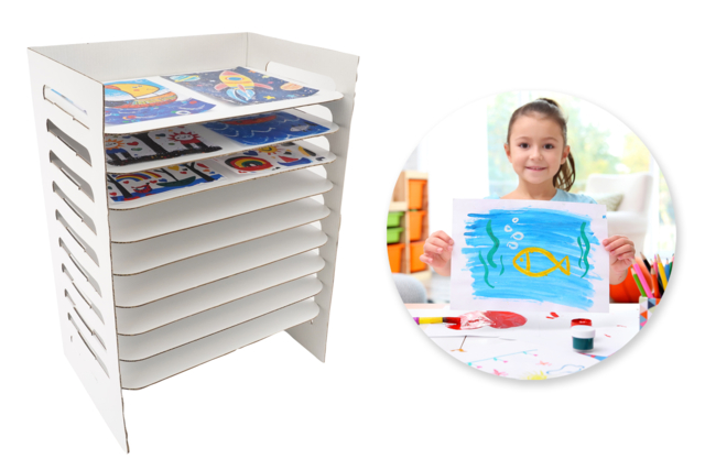White Cardboard Drawing Drying Rack - 1 - Palettes and Storage - 10doigts.com - Palettes et rangements - 10doigts.fr