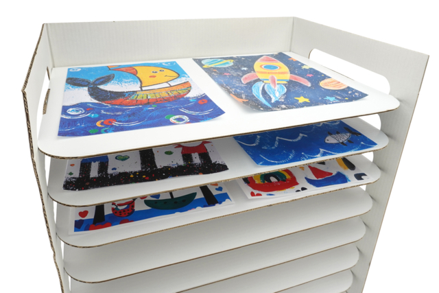 White Cardboard Drawing Drying Rack - 2 - Palettes and Storage - 10doigts.com - Palettes et rangements - 10doigts.fr