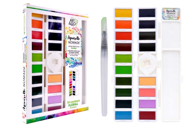 Paleta Acuarela Plegable 18 colores de Art & Go - Couleurs aquarelle - 10doigts.fr