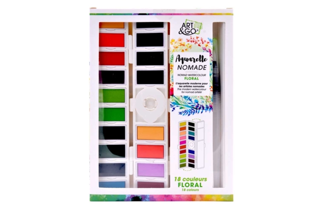 Paleta Acuarela Plegable 18 colores de Art & Go - Couleurs aquarelle - 10doigts.fr