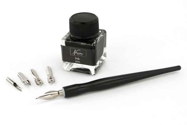 Set de caligrafía portaplumas tinta china - Calligraphie - 10doigts.fr