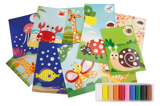 Set de 12 tarjetas de modelado A5 + REGALO de 10 troncos de pasta a modelar - Kits éducatifs : le plaisir d'apprendre par la manipulation - 10doigts.fr
