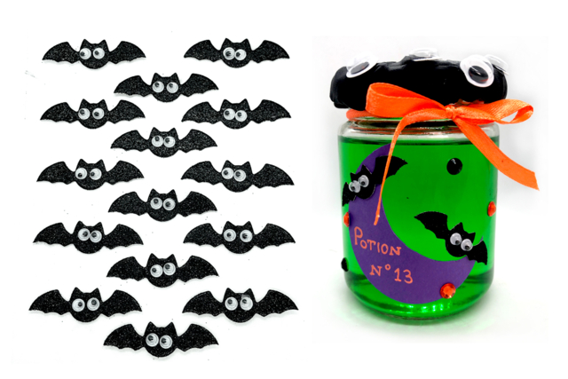 Bat stickers with moving eyes - 15 pcs - 1 - Halloween Stickers - 10doigts.com - Gommettes Halloween - 10doigts.fr