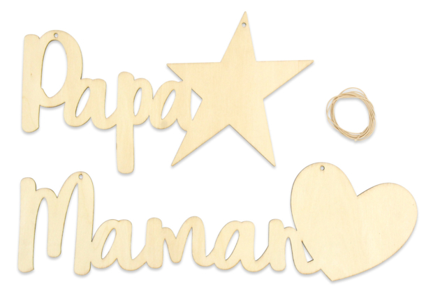 Wooden Dad and Mom Ornaments - 2 Pieces - 1 - Office Supplies - 10doigts.com - Objets pour le bureau : personnalisez votre espace de travail - 10doigts.fr